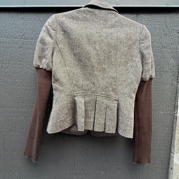 BCBG MaxAzria Women's Blazer Tweed Knit Sleeve Wool Silk Jacket Academia Y2K XS - Picture 4 of 10